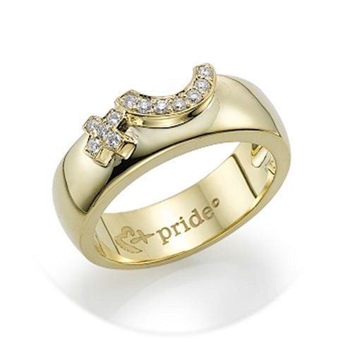 18k Yellow Gold One Half Of Female Insignia Diamond Combination Ring Set