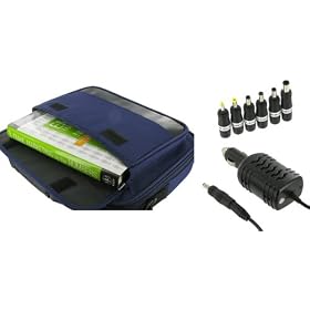 rooCase 2n1 Combo - ASUS Eee PC 1002HA 10-Inch Netbook Carrying Bag Case and 12v Car Charger - Dark Blue / Black Classic Series
