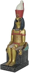 Horus Seated Statue, 10"H, Gold and Color