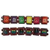 Set of 2 Unique Peace Style Stretchy Wood Bracelets