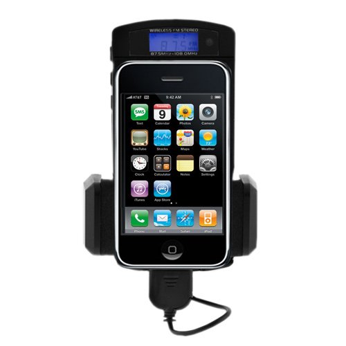 Black 7-in 1 FM Transmitter Car Kit with Holder for Apple Iphone 3G 2nd Generation