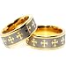 Blue Chip Unlimited - Matching 8mm Gold Tungsten Cross Rings His & Hers Ring Set Wedding Bands Engagement Rings (Available in Whole & Half Sizes 5-15)