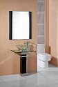 Pedestal glass vanity vessel sink and faucet set (AMA001)