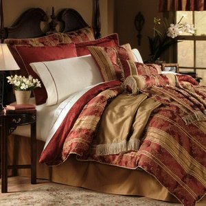 22 PC. MEGA REVERSIBLE DAMASK DESIGN BED IN A BAG COMFORTER SET W/ MATCHING PILLOWS, VALANCES, THROW AND TWO SHEET SETS