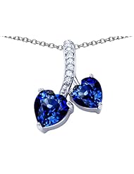 Original Star K (tm) Double Hearts Pendant with 8mm and 7mm Heart Shape Stones