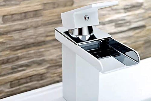LifestylllTM Generic Faucet Copper Single Hole Lavatory Faucet Lavatory Basin-Wide Hot and cold Mixer Faucets Black White Waterfall Faucet , White (Piping) #L4660