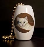 Cat in Wood Chair Porcelain Fan / Light Pull