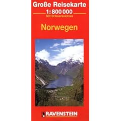 Norway Road Map with Separate Index 1:800,000