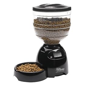 Petmate LeBistro Portion-Control Automatic Pet Feeder, Black, 4.2 Pounds