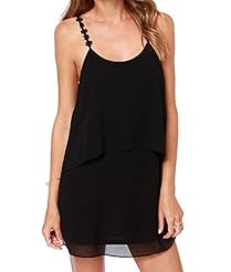 Sexy Backless Sleeveless Spaghetti Strap Spring Summer Chiffon Mini Dress 