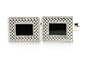 Classic Onyx Cufflinks in Silver Frame with Gift Box