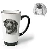 Porcelain Funnel Cup with Pekingese (6 inch, Black and white)