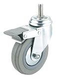 Steelex D2601 3-Inch 150-Pound Threaded Swivel Double Lock Rubber Caster, Gray