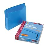 3in Expansion Drop Front File Pockets, Straight Tab, Poly, Ltr, BE, 4/box