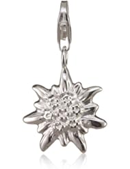 VINANI brand Germany 925 Sterling Silver Charm Pendant Edelweiss shiny double-sided wearable HEW