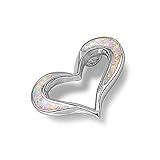 Bling Jewelry October Birthstone Inlaid Opal Sterling Heart Pendant