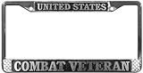 United States Combat Veteran License Plate Frame (Chrome Metal)
