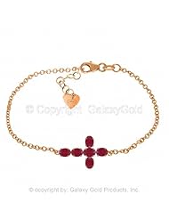 Ruby Cross Bracelet in 14k Rose Gold