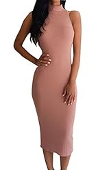 Sexy Cotton Sleeveless Turtleneck Bodycon Dress/Maxi Dress 