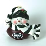 Pack of 2 NFL New York Jets Musical Light-up Snowman Christmas Ornaments 2.75"