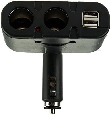 YoYoflyer Car USB Auto Cigarette Lighter Adapter with Two Cigarette Power Socket Double USB Ports for Cellphone Dash Camera Navigator GPS 60W 90V-240V to 12V Power Converter Included