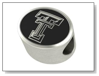 Texas Tech Red Raiders Collegiate Bead Fits Most Pandora Style Bracelets Including Pandora Chamilia Biagi Zable Troll and More. High Quality Bead in Stock for Immediate Shipping