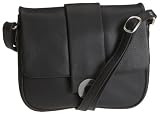 Bodenschatz Flap Bag, 23x7x17 4-557 RN 01, Damen Ueberschlagtasche, schwarz, (black),