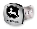 John Deere Logo Brushed Aluminum Hitch Plug