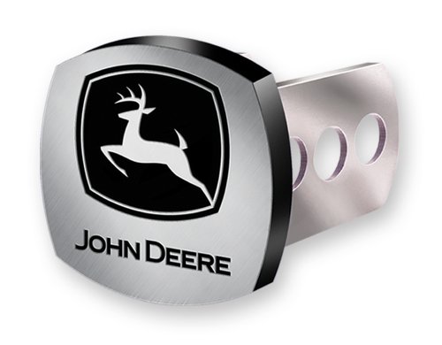 John Deere Logo Brushed Aluminum Hitch Plug