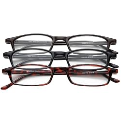 Half Eye Style Magnifying Reading Glasses +4.0 Set of 3 Pairs ValuPac