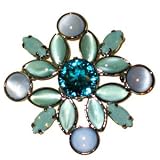 Bohemian Glass Blue Brooch