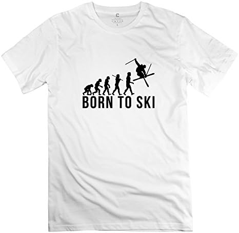 SANDELI Men's Freestyle Skier Evolution Born To Ski T-shirt M White