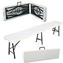 Portable Plastic 6' Folding BENCH WHITE - w/Steel Frame