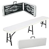 Portable Plastic 6' Folding BENCH WHITE - w/Steel Frame