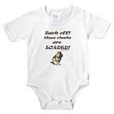 Knit Baby Infant Bodysuit Onesie - 5.5oz.100% Cotton Jersey Knit - with 3 snap bottom in White Light Pink or Baby Blue Back off these cheeks are loaded