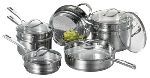 CAT CORA by Starfrit 12-Piece Stackable Stainless Steel Cookware Set 