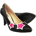 Blue Banana Cutout Stars Design High Heel Shoes (Black/Pink)