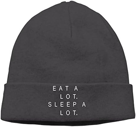 Eat A Lot Sleep A Lot Funny Saying Soft Stretch Fashion Beanie Hat Beanies Caps