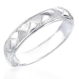 Sterling Silver Hard Bangle W/Laser Cut Bracelet 7
