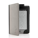 August Lion® Leather Gray / Black Case Cover For Amazon Kindle Touch 3G WiFi With Built-In Rechargeable Double LED Reading Light