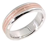 14K. White And Pink Two Tone Gold Brick Design Wedding Band Ring