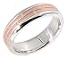 14K. White And Pink Two Tone Gold Brick Design Wedding Band Ring