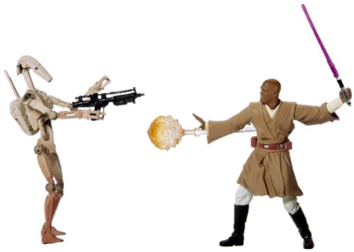 Star Wars Attack of the Clones Mace Windu with Blast Apart Battle Droid 41KWWXWADML Star Wars Attack of the Clones Mace Windu with Blast Apart Battle Droid