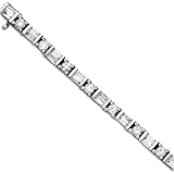 14K White Gold 3 ct. Round and Baguette Cut Diamond Tennis Bracelet