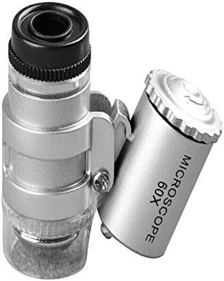 Maonoo MW10087L 60X Mini Brass UV/LED Microscope With Illuminator & Micro Part Inspection Magnifier Super Magnifying Lens