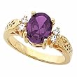 14K Yellow Gold Amethyst and Diamond Ring