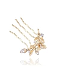 Jewelry: Leaf & Butterfly Short Bridal Handmade Luxury Austrian Crystal Hair Side Comb for Wedding or Party Hair Clip Ornament, Decoration Womens GIFT Headwear,Headdress Styling Jewelry Hairdress M&M Jewelry - M&M Jewelry