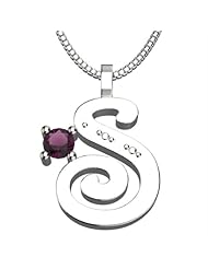Sterling Silver Letter S - June Alexandrite Birthstone 18 Inch Necklace