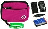Cheap 3n1 Neoprene Sleeve (Hot Pink) Case / NP-40 1250mAh Li-Ion Battery / AC DC Charger for Casio Exilim EX-Z600BE 6MP Digital Camera Blue