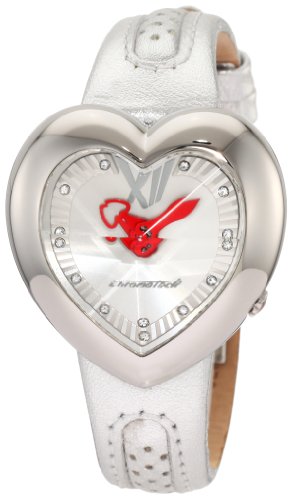 Chronotech Women's CT.7688L/08 Heart Shape Silver Leather Watch